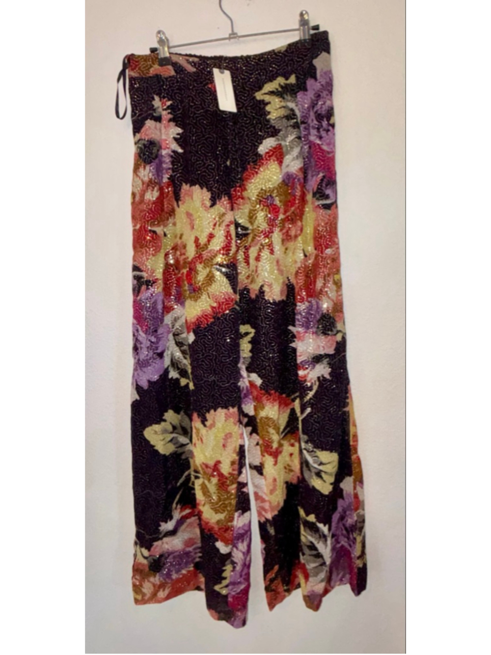 NEW Ranna Gill Designer Avant Garde Sequin Floral WideLeg Pants S Anthropologie - Picture 9 of 10